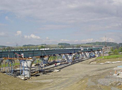 Steel girder assembly works on the R48 Bělotín Road Bridge
