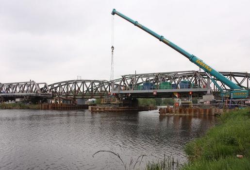 Installation work of new bridge sections