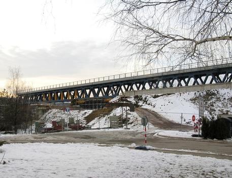 The truss construction of new Znojmo railroad viaduct on a building site