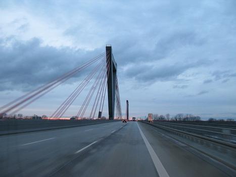 Bridge over the Rhine of the A 44 Motorway (Germany) in the north of Düsseldorf