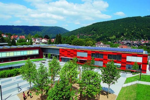 Vorbild: Das Schulzentrum Neckargmünd kombiniert 4.000 m² Dachbegrünung mit Photovoltaik und nutzt die Synergieeffekte
