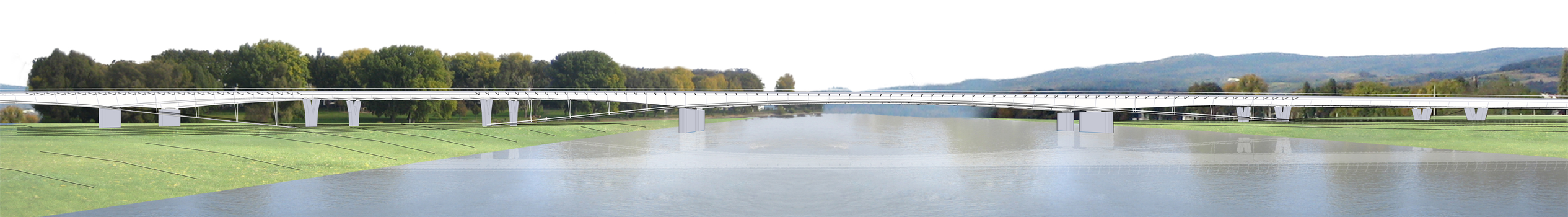 Rund fünf Jahre Bauzeit sind für den Neubau der Autobahnbrücke A643 geplant, der auf 1.280 m Länge Mainz mit Wiesbaden verbindet.
: Rund fünf Jahre Bauzeit sind für den Neubau der Autobahnbrücke A643 geplant, der auf 1.280 m Länge Mainz mit Wiesbaden verbindet.