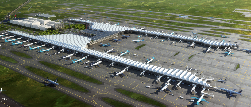 Flughafen Felipe Ángeles (AIFA) : Der künftige Flughafen Felipe Ángeles (AIFA) in grafischer Simulation