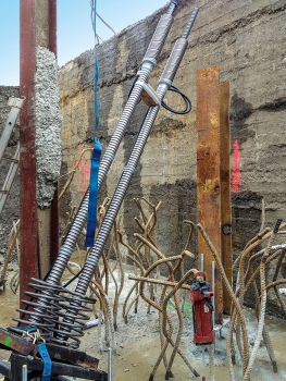 In all of the other, smaller foundation blocks 18 mm to 47 mm Ø bar post-tensioning systems were installed and stressed.
: In all of the other, smaller foundation blocks 18 mm to 47 mm Ø bar post-tensioning systems were installed and stressed.
