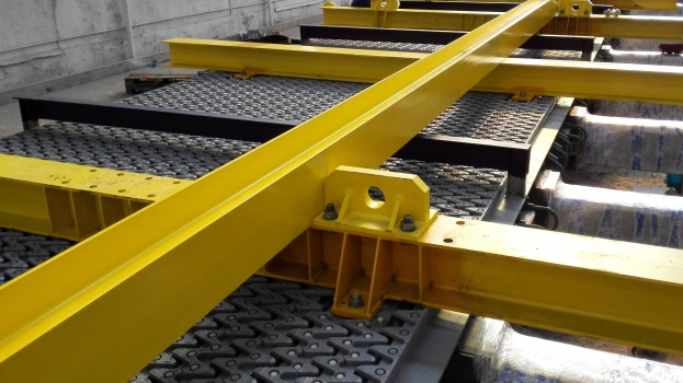 Expansion joints following manufacture, during loading onto trucks for transport to site