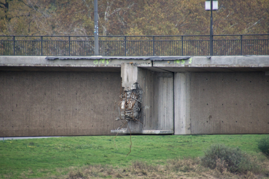 Carola Bridge after the partial collapse and after demolition of the parts on either shore