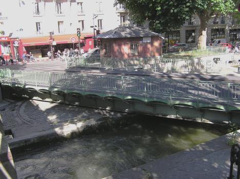 Swing bridge across the Saint-Martin Canal in Paris