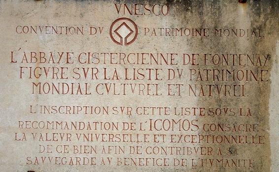 Abbaye de FontenayPlaque de l'UNESCO: patrimoine mondial