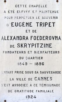 Cannes - Chapelle à la mémoire d'Alexandra Skripitzine - Plaque commémorative