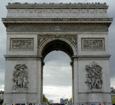 Arc de Triomphe in Paris.Side facing the Champs-Elysées