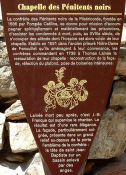 Avignon - Chapelle des Pénitents Noirs, rue Banasterie - Panneau d'information