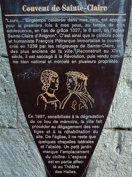 Avignon - Couvent de Sainte-Claire, rue du Roi-René - Plaque d'information