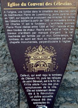 Avignon - Couvent des Célestins, place des Corps-Saints - Panneau d'information