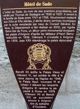 Avignon - Hôtel de Sade, 5 rue Dorée - Panneau d'information