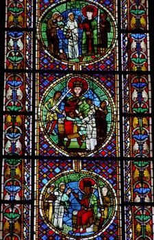 Strasbourg - Cathédrale Notre-Dame - Côté Nord - Vitrail représentant le Jugement de Salomon