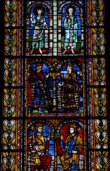 Strasbourg - Cathédrale Notre-Dame - Côté Nord - Vitrail représentant David, Salomon, le Christ,..