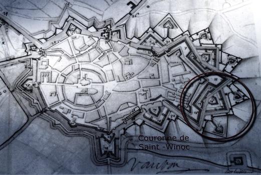 Fortifications de Bergues - Le plan signé par Vauban de la couronne Saint-Winoc