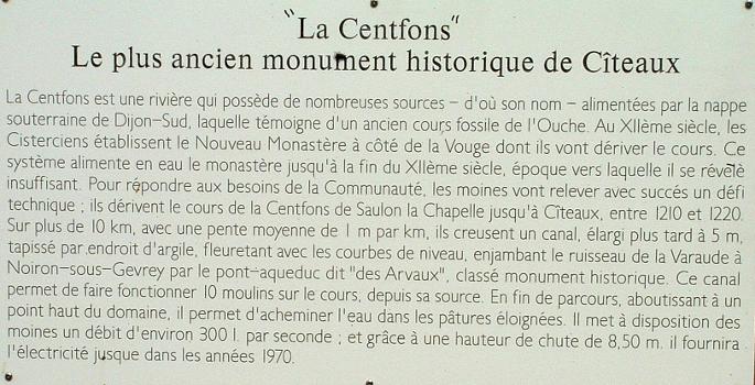 Canal de la Cent-FontsInformation board at Cîteaux
