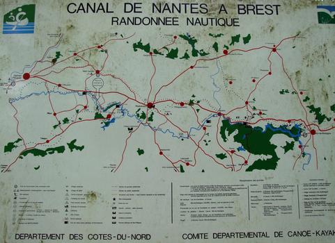 Canal de Nantes à Brest - Tranchée de Glomel (seuil de partage entre Aulne et Blavet) - Panneau d'information