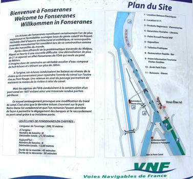 Canal du Midi - Béziers - Ecluse de Fonséranes et pente d'eau - Panneau d'information