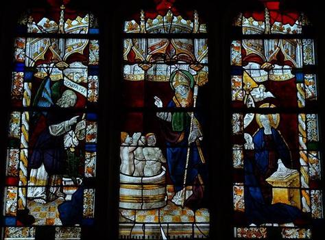Réemploi d'un vitrail de l'Annonciation avec saint Nicolas - vers 1480