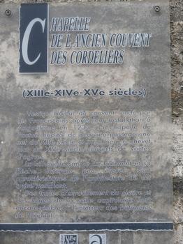 Angoulême - Chapelle du couvent des Cordeliers - Panneau d'information