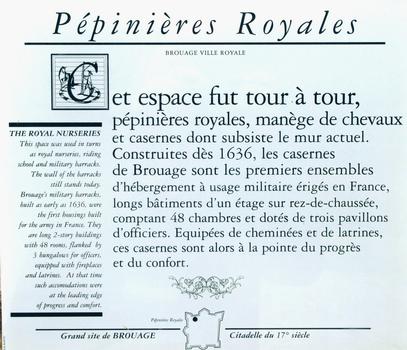 Brouage - Pépinières Royales (ancienne caserne) - Panneau d'information