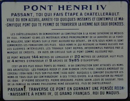 Pont Henri IV à Châtellerault.Plaque