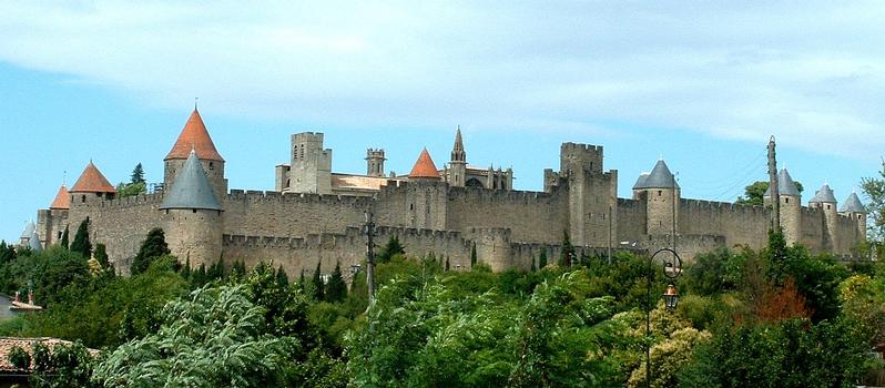 City walls and Saint-Nazaire Basilica at Carcassonne