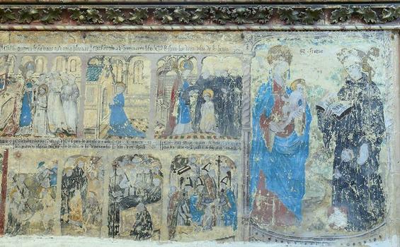Saint-Seine-l'Abbaye - Eglise de la Purification et de Saint-Seine - Mur de clôture Nord: vie légendaire de saint Seine (1504)
