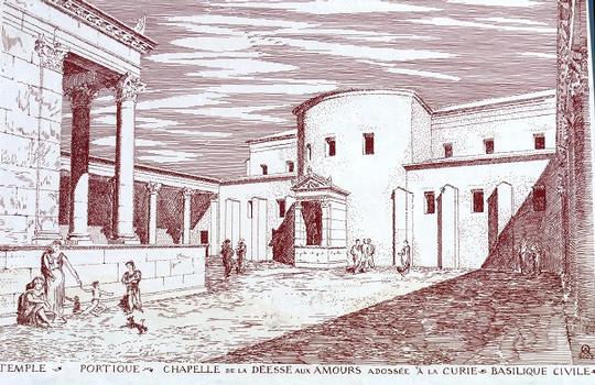 Alise-Sainte-Reine - Site archéologique d'Alésia - Restitution de la basilique et du forum