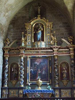 Chambon-sur-Voueize - Ancienne abbatiale Sainte-Valérie - Transept nord - Rétable de sainte Valérie (17ème siècle), le tableau est du 19ème siècle