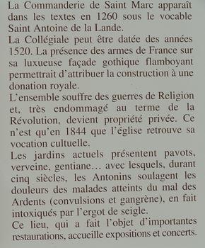 Saint-Marc-la-Lande - Ancienne commanderie Saint-Antoine-de-la-Lande - Panneau d'information