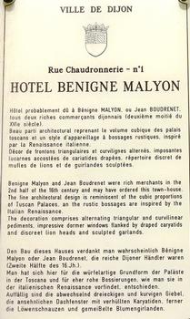 Dijon - Hôtel Benigne Maylon - Panneau d'information