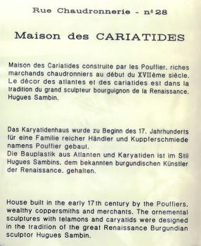 Dijon - Maison des Cariatides - Panneau d'information