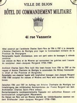 Dijon - Hôtel du Commandement militaire - Panneau d'information