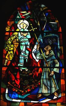 Domrémy-la-Pucelle - Eglise Saint-Rémy:Vitraux de la vie de Jeanne d'Arc - Mort de Jeanne sur un bûcher à Rouen