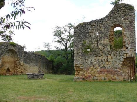 Château de Molières - Tour centrale (donjon?), puits et mur extérieur