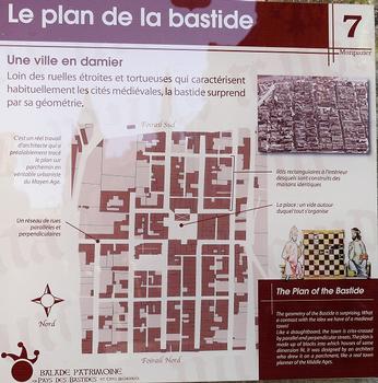 Bastide de Monpazier - Panneau d'explication: Plan de la bastide