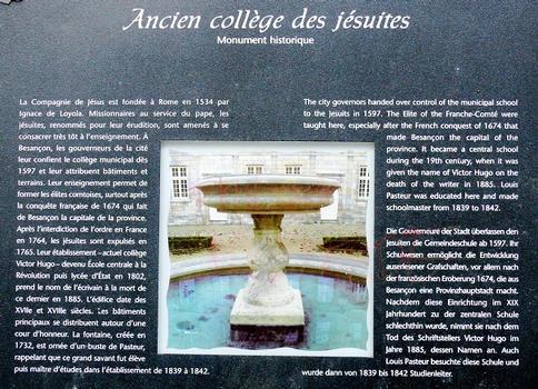 Besançon - Collège Victor Hugo (ancien collège des Jésuites) - Panneau d'information