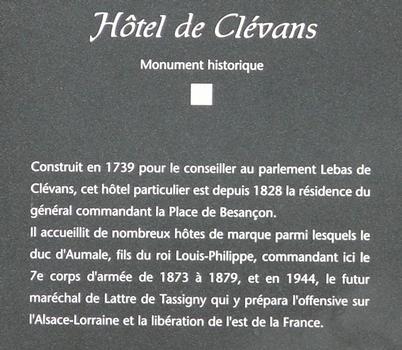 Besançon - Hôtel de Clévans - Panneau d'information