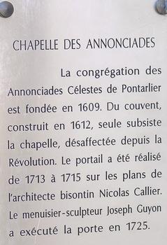 Pontarlier - Chapelle des Annonciades (ancienne) - Panneau d'information