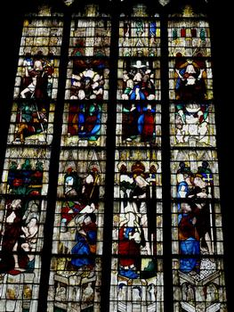 Evreux - Cathédrale Notre-Dame - Chapelle de la Mère de Dieu (chapelle d'axe): vitrail de la Résurrection du Christ