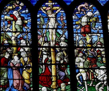 La Roche-Maurice - Eglise Saint-Yves et enclos paroissial - Maîtresse-vitre de la Passion réalisée par l'atelier quimpérois Le Sodec en 1539 grâce au mécénat des Rohan - Détail