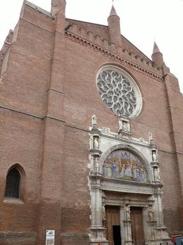 Toulouse - Église Notre-Dame-de-la-Dalbade Portail et tympan en céramique, copie du couronnement de la vierge de Fra Angelico, par Gaston Virebent en 1878