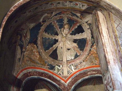 Le Puy-en-Velay - Cathédrale Notre-Dame - Bras nord du transept. Absidiole est. Fresque romane représentant le martyre de sainte Catherine d'Alexandrie