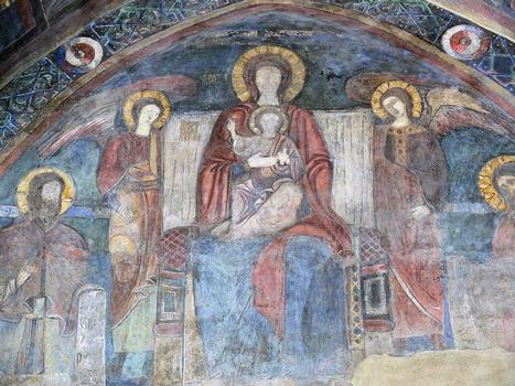 Le Puy-en-Velay - Cathédrale Notre-Dame - Porche occidental: fresque nord de la Vierge en majesté