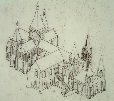 Déols - Ancienne abbatiale Notre-Dame - Représentation de l'église avant sa destruction