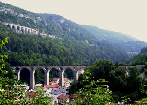 Ligne des Hirondelles - Morez - Les viaducs de la descente vers Morez (viaduc des Crottes, viaduc de Morez)