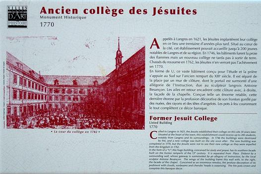 Langres - Collège Diderot - Ancien collège des Jésuites - Panneau d'information